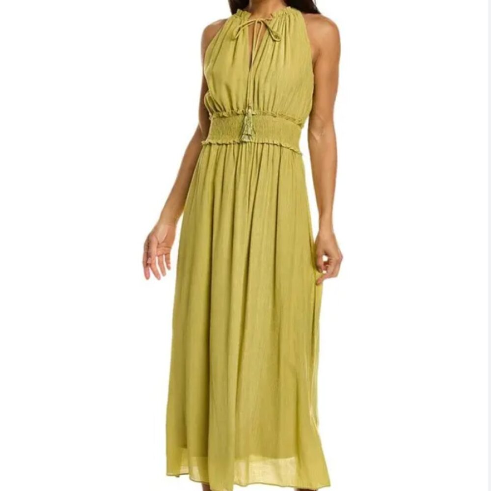 Taylor Olive Green Maxi Dress with Tassel Tie size Medium